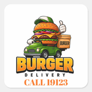 🍔 Burgerbezorgers Teamuniform Kleding 🚚 Vierkante Sticker