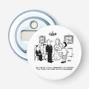 Burgerbruiloft bij een Kantoor van de griffie Button Flesopener