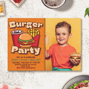 Burgerfeest voor jongens verjaardag met foto kaart