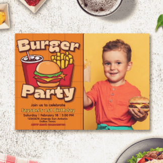 Burgerfeest voor jongens verjaardag met foto kaart