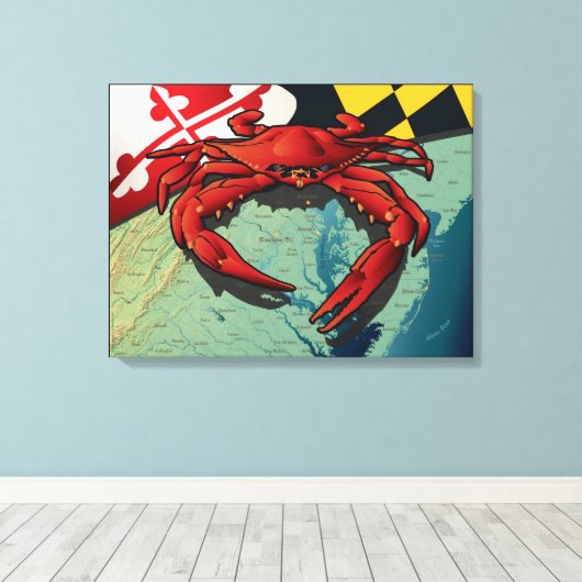 Burgerkrab van Maryland Canvas Afdruk (Insitu (Houten vloer))