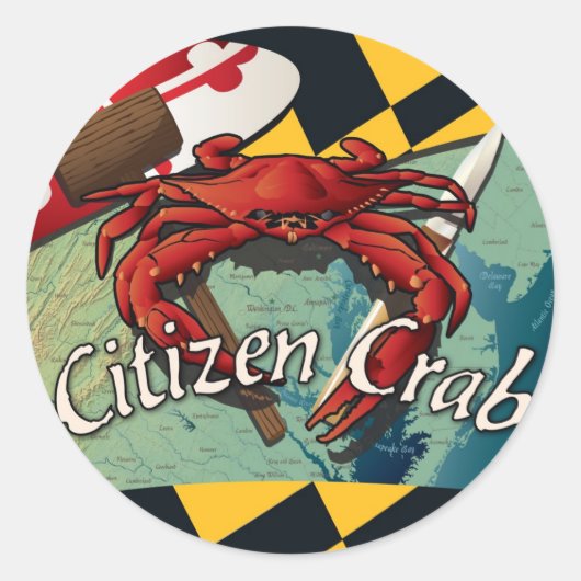 Burgerkrab van Maryland Ronde Sticker (Voorkant)