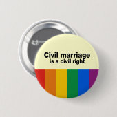 Burgerlijk huwelijk is een burgerrecht ronde button 5,7 cm (Voorkant /achterkant)