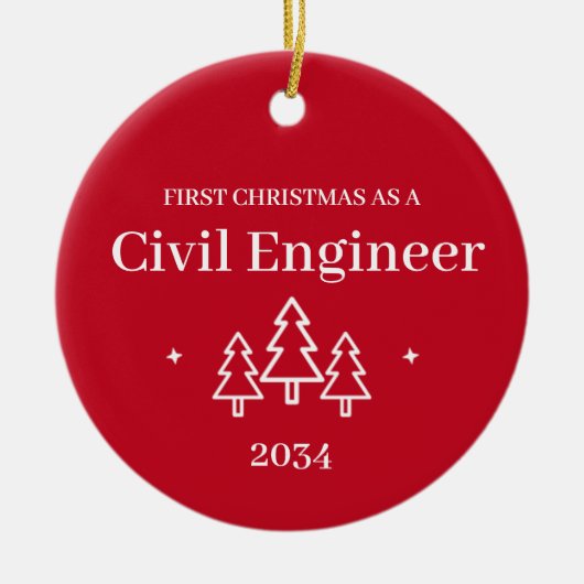 Burgerlijk Ingenieur Afstuderen 1e Kerstmis Orname Keramisch Ornament (Voorkant)