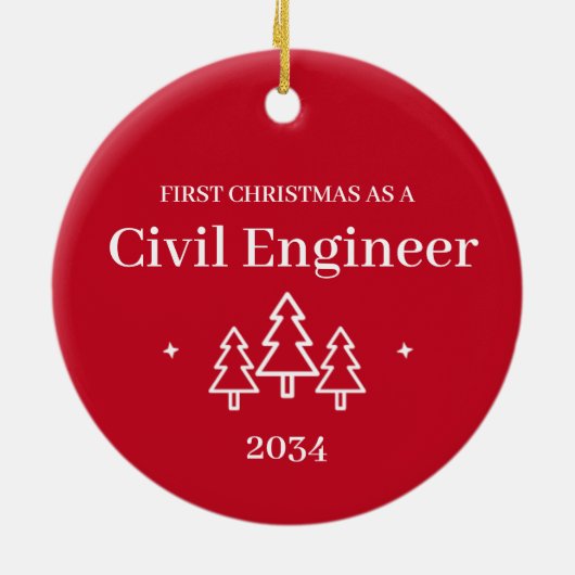 Burgerlijk Ingenieur Afstuderen 1e Kerstmis Orname Keramisch Ornament (Achterkant)