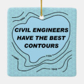 Burgerlijk ingenieur Blauwe Contouren Keramisch Ornament (Achterkant)