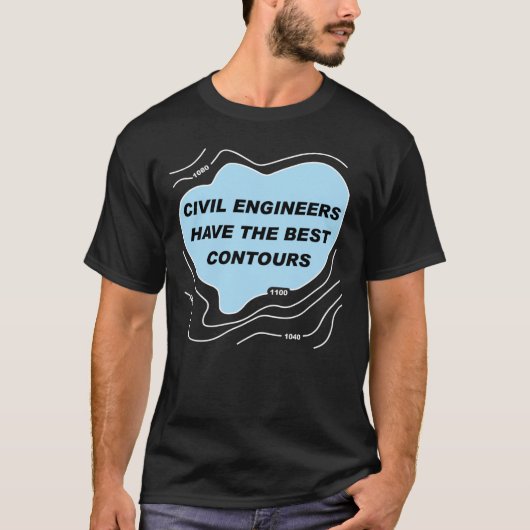 Burgerlijk ingenieur Blauwe Contouren T-shirt (Voorkant)