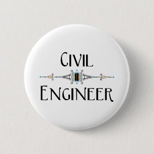 Burgerlijk ingenieur decoratieve lijn ronde button 5,7 cm