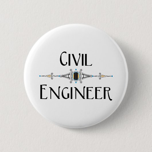 Burgerlijk ingenieur decoratieve lijn ronde button 5,7 cm (Voorkant)