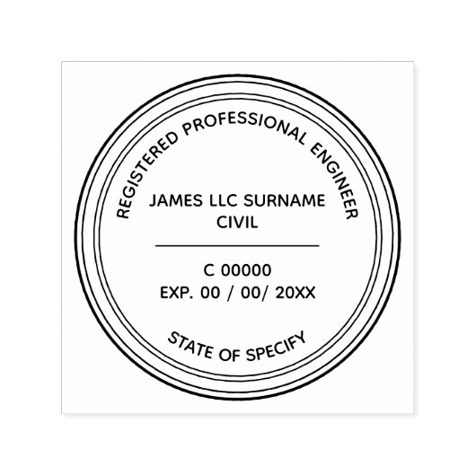 Burgerlijk Ingenieur Professioneel zegel reg. nr.  Zelfinktende Stempel (Design)