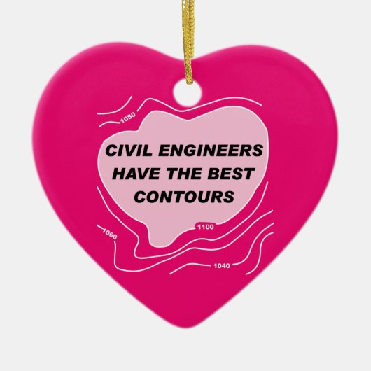 Burgerlijk ingenieur Roze Contours Keramisch Ornament (Voorkant)