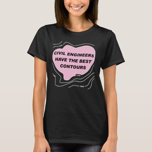 Burgerlijk ingenieur Roze Contours T-shirt (Voorkant)