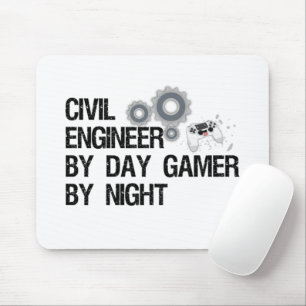 Burgerlijk ingenieur tegen dag gamer bij nacht muismat