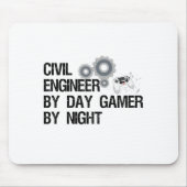 Burgerlijk ingenieur tegen dag gamer bij nacht muismat (Voorkant)