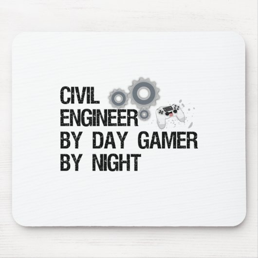 Burgerlijk ingenieur tegen dag gamer bij nacht muismat (Voorkant)