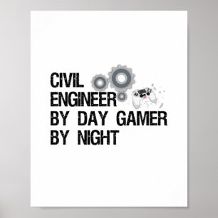 Burgerlijk ingenieur tegen daggok tegen nachtelijk poster