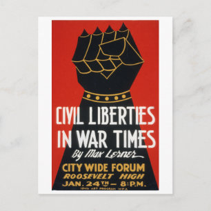 burgerlijke vrijheden in het War Times Forum WPA Briefkaart
