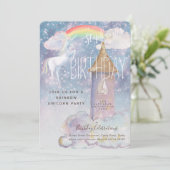 Burgerluchtvaart Unicorn Birthday Uitnodiging (Staand voorkant)