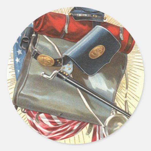 Burgeroorlog Amerikaanse vlag Bayonet kantine Ronde Sticker (Voorkant)
