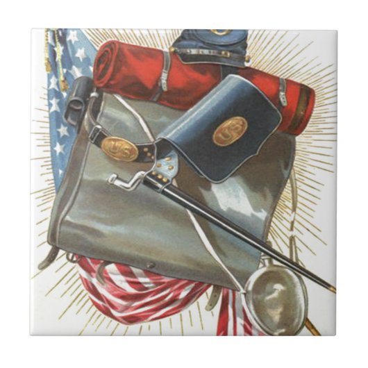Burgeroorlog Amerikaanse vlag Bayonet kantine Tegeltje (Voorkant)