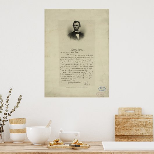 Burgeroorlog Brief van Abraham Lincoln aan mevrouw Poster (Keuken)