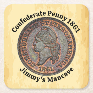 Burgeroorlog ⚔️ Confederate Penny 1861 Mancave Kartonnen Onderzetters