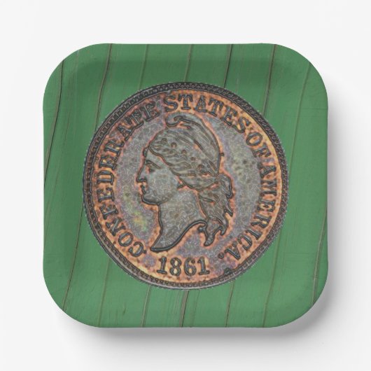 Burgeroorlog ⚔️ Confederate Penny Green Wall Veren Papieren Bordje (Voorkant)