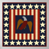 Burgeroorlog Era Stars en Eagle Quilt Square Poste Poster (Voorkant)