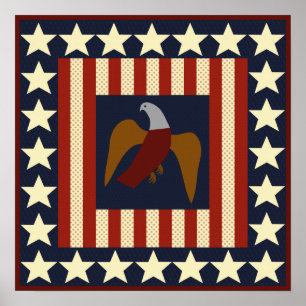 Burgeroorlog Era Stars en Eagle Quilt Square Poste Poster