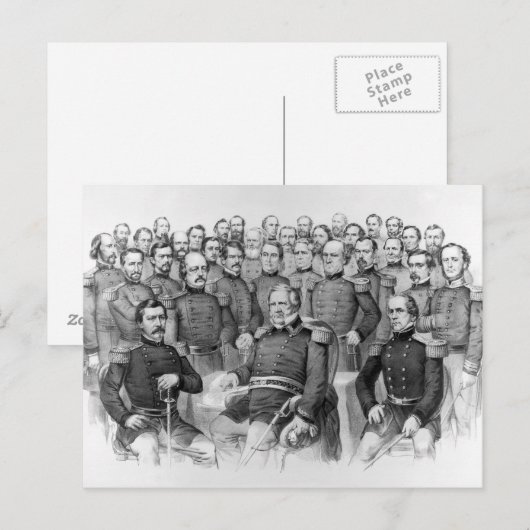 Burgeroorlog Generaals van de Unie briefkaarten (Voorkant / Achterkant)
