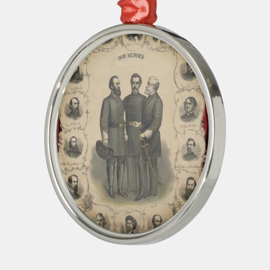 Burgeroorlog Helden Zuidelijke Generaals Epische W Metalen Ornament (Links)