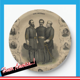 Burgeroorlog 🎖️⚔️ Helden Zuidelijke Generaals Papieren Bordje