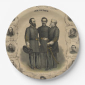 Burgeroorlog 🎖️⚔️ Helden Zuidelijke Generaals Papieren Bordje (Voorkant)