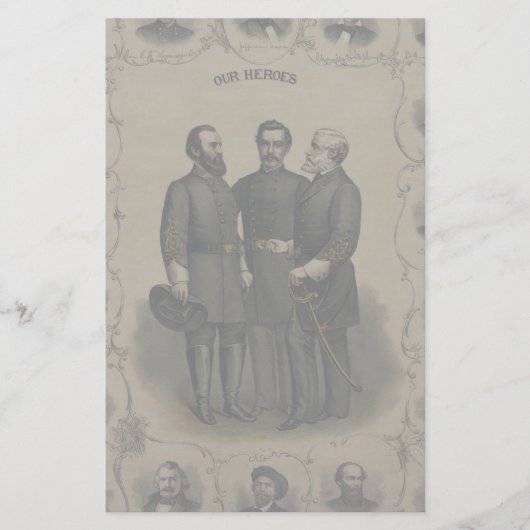 Burgeroorlog 🎖️⚔️ Heroes Confederate Generals Briefpapier (Voorkant)
