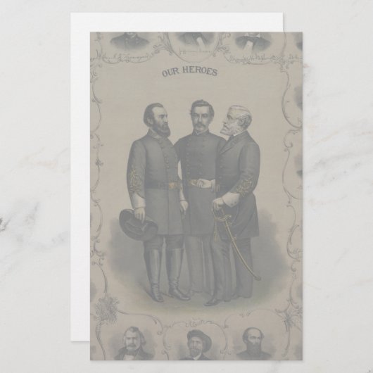 Burgeroorlog 🎖️⚔️ Heroes Confederate Generals Briefpapier (Voorkant / Achterkant)