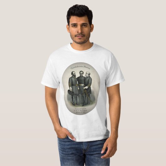 Burgeroorlog 🎖️⚔️ Heroes Confederate Generals T-shirt (Voorkant volledig)