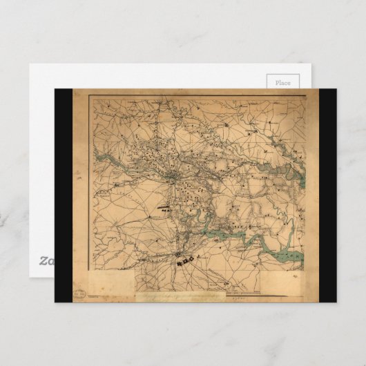 Burgeroorlog Kaart van Richmond en Petersburgh (18 (Voorkant / Achterkant)