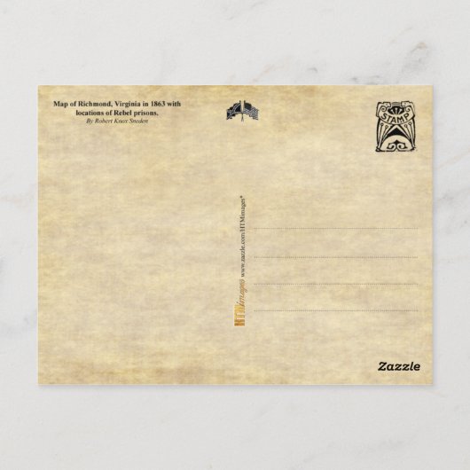 Burgeroorlog Kaart van Richmond, Virginia in 1863 (Achterkant)