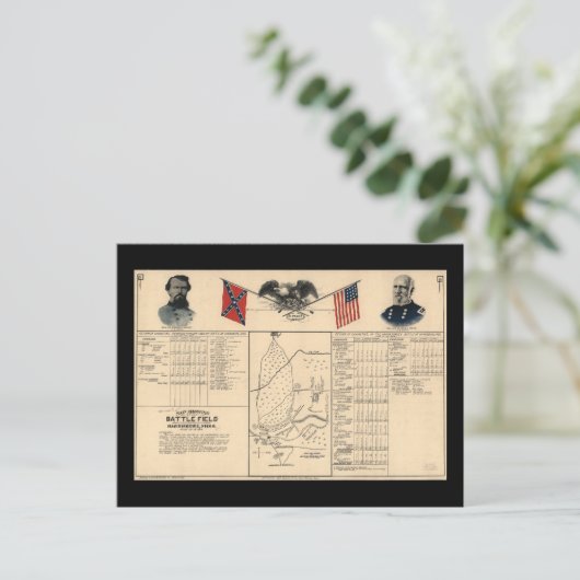Burgeroorlog slagveld Harrisburg Kaart 1864 (Staand voorkant)