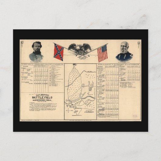Burgeroorlog slagveld Harrisburg Kaart 1864 (Voorkant)