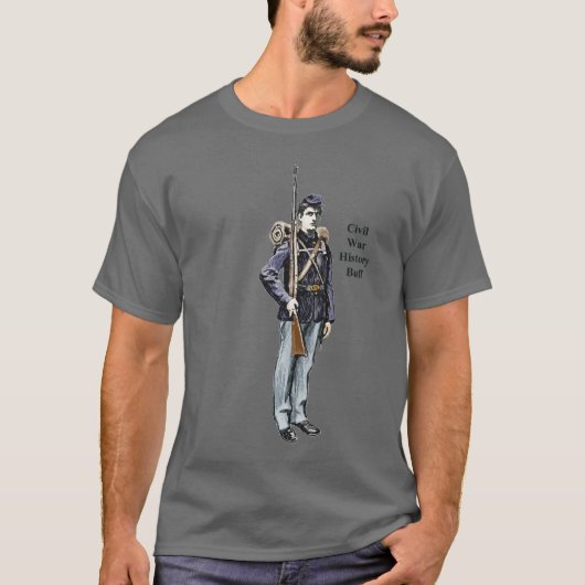Burgeroorlog-unie-soldaat met Rifle-illustratie. T-shirt (Voorkant)