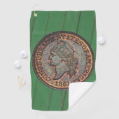 Burgeroorlog ⚔️ Verbonden Penny Wood Wall Green Golfhanddoek (Insitu)