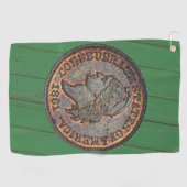 Burgeroorlog ⚔️ Verbonden Penny Wood Wall Green Golfhanddoek (Horizontaal)