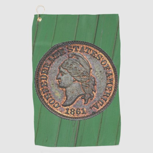 Burgeroorlog ⚔️ Verbonden Penny Wood Wall Green Golfhanddoek (Voorkant)
