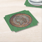 Burgeroorlog ⚔️ Verbonden Penny Wood Wall Green Kartonnen Onderzetters (Gekanteld)