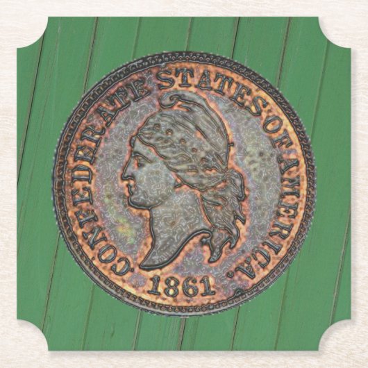 Burgeroorlog ⚔️ Verbonden Penny Wood Wall Green Kartonnen Onderzetters (Voorkant)