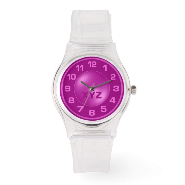 Burgerroze aangepaste Initialen horloges (Voorkant)