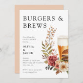 Burgers and Brews Couples Douche Uitnodiging (Voorkant / Achterkant)