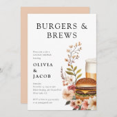 Burgers and Brews Couples Douche Uitnodiging (Voorkant / Achterkant)