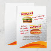 Burgers and Hotdogs Invitation Kaart (Voorkant / Achterkant)